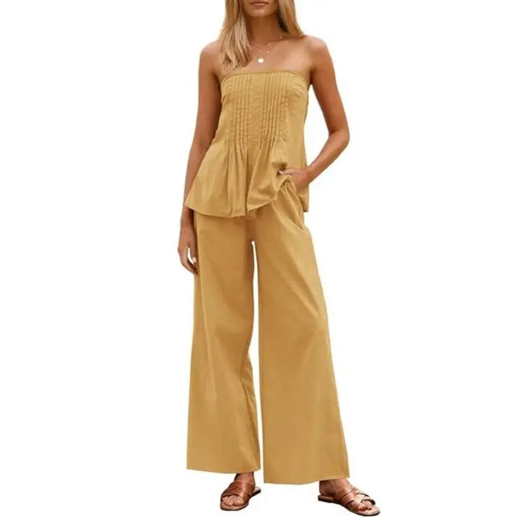 Ensemble pantalon tube sans bretelles Tankaneo pour l'été