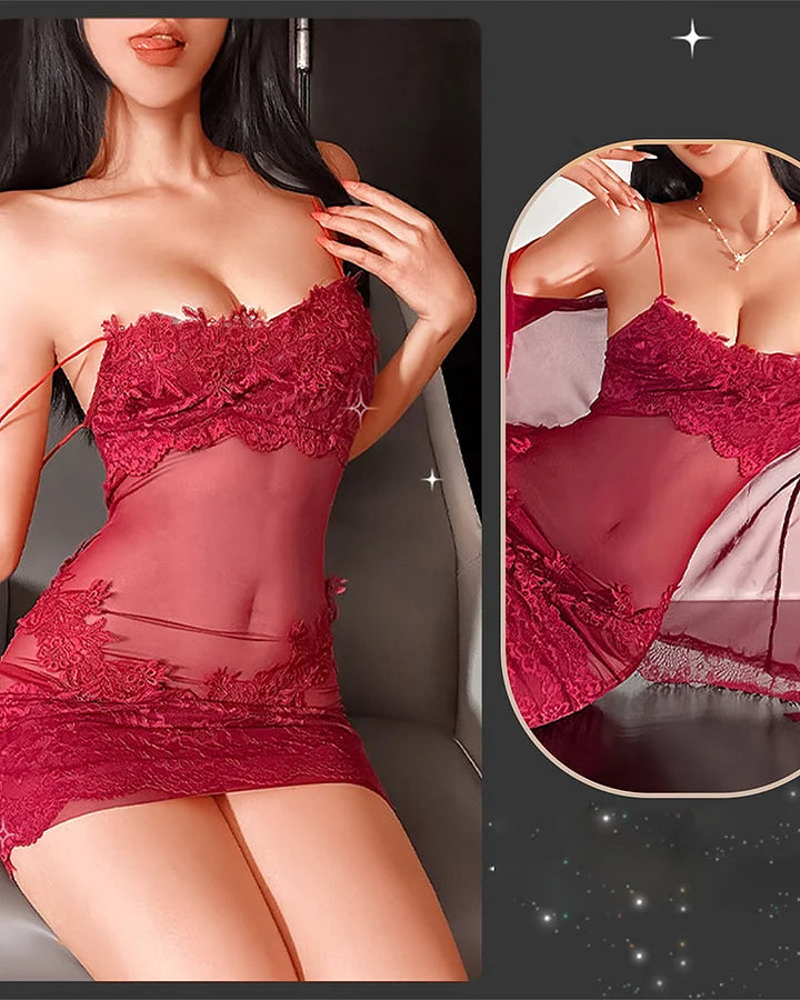 Pyjamas i spets och nät för damer