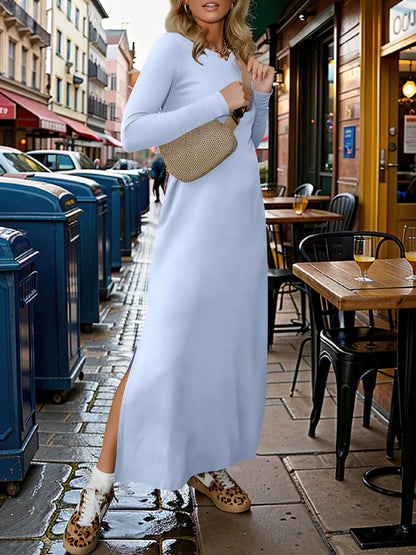 Löst sittande, slitsad maxiklänning för kvinnor