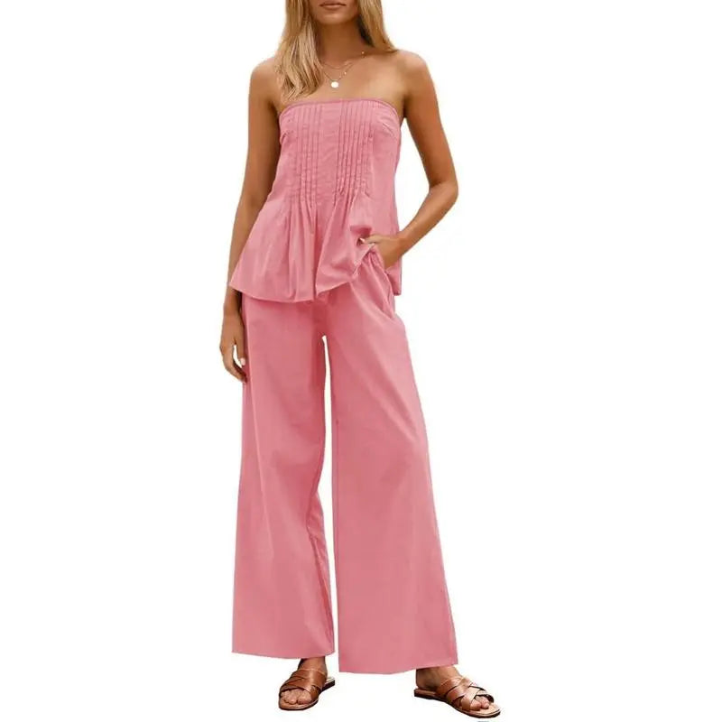 Ensemble pantalon tube sans bretelles Tankaneo pour l'été