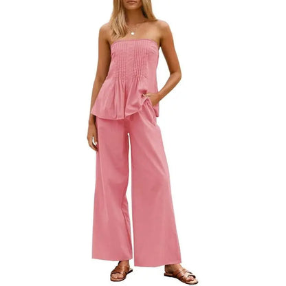 Ensemble pantalon tube sans bretelles Tankaneo pour l'été