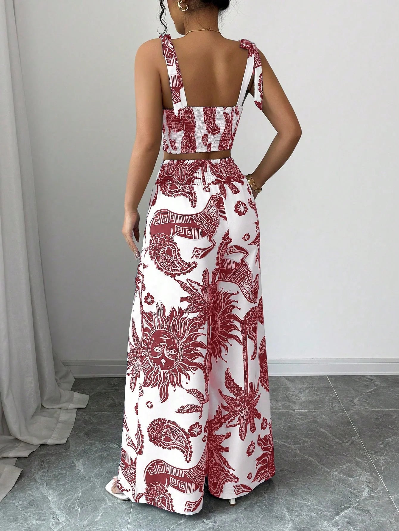 Ensemble haut et pantalon à imprimé floral bohème