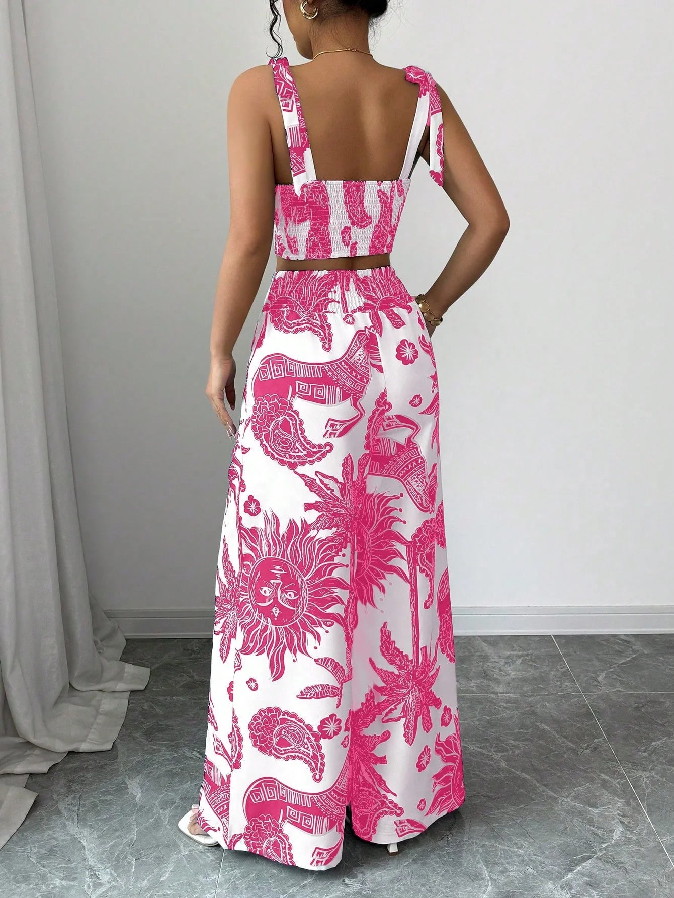 Ensemble haut et pantalon à imprimé floral bohème