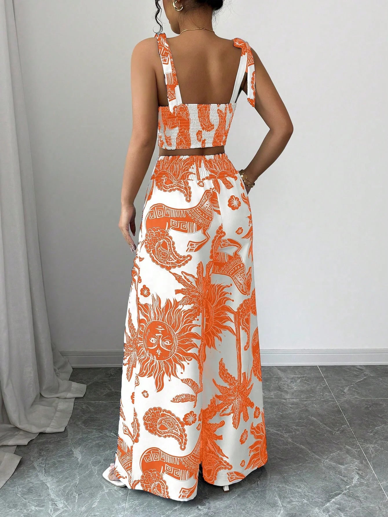 Ensemble haut et pantalon à imprimé floral bohème