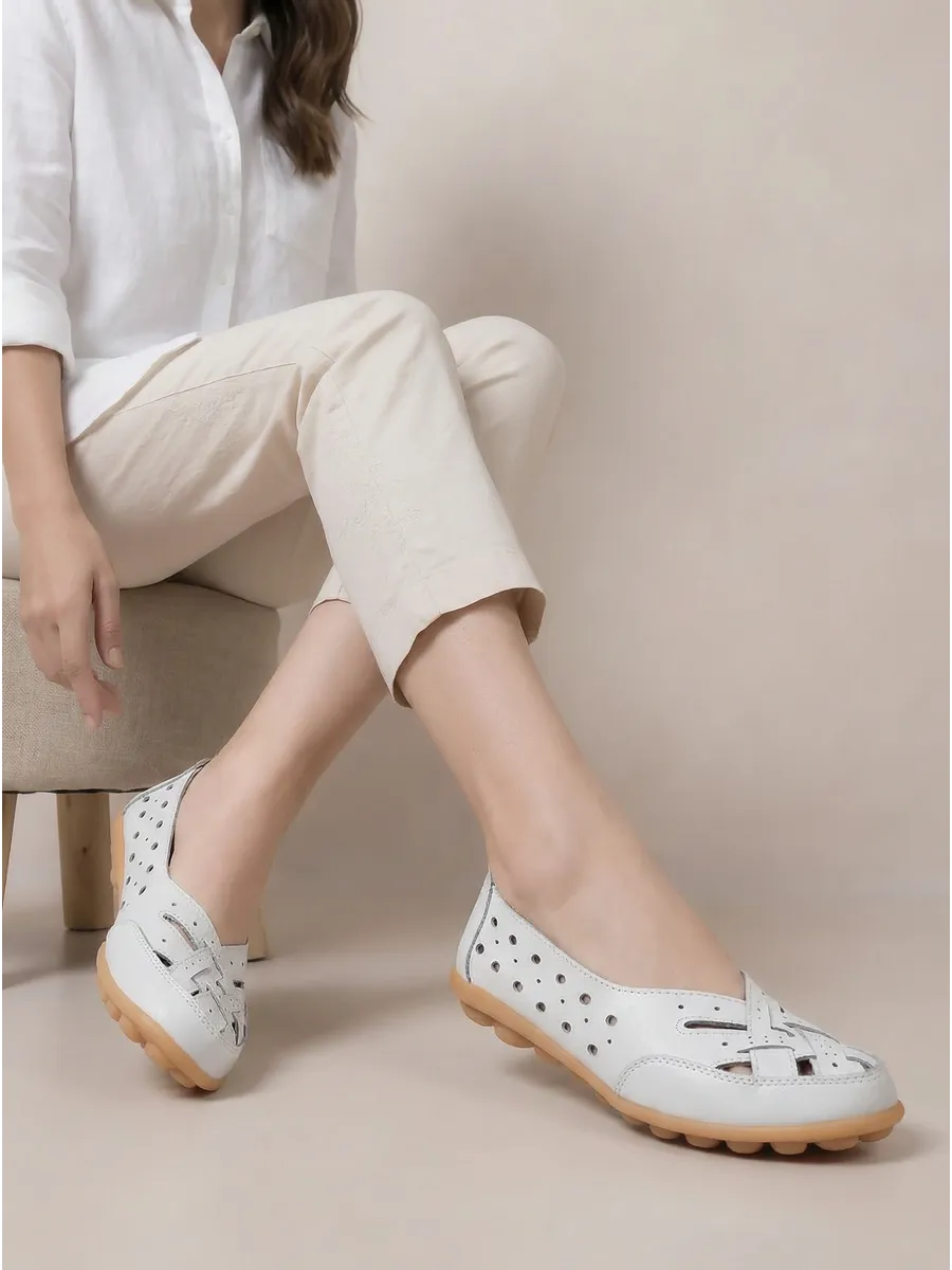 Ballerines en cuir véritable