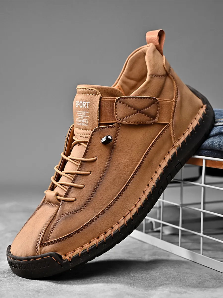 Bottes décontractées à lacets en cuir pour homme
