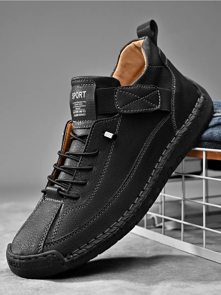 Bottes décontractées à lacets en cuir pour homme