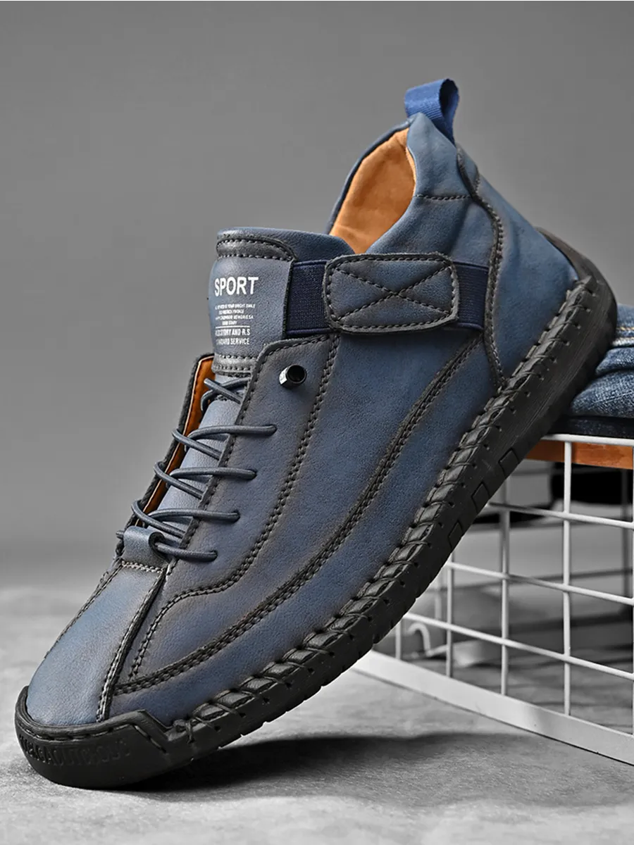 Bottes décontractées à lacets en cuir pour homme