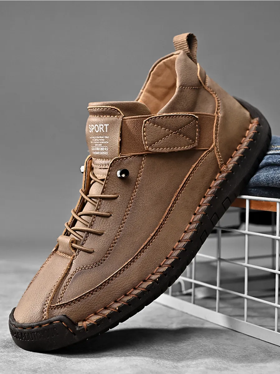 Bottes décontractées à lacets en cuir pour homme