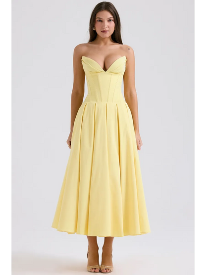 Robe mi-longue sans bretelles pour le printemps et l'été