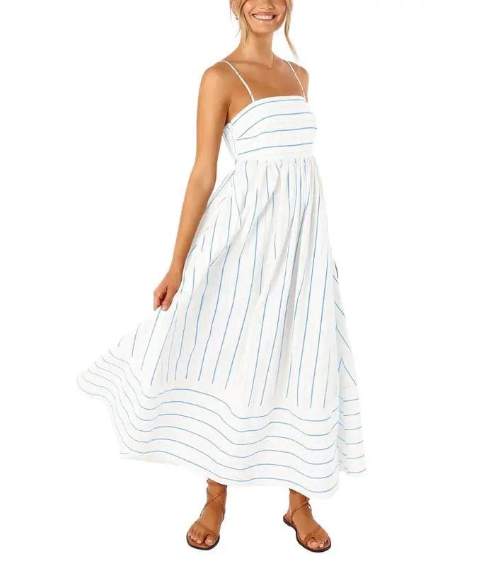 Maxiklänning med smock och ränder för damer