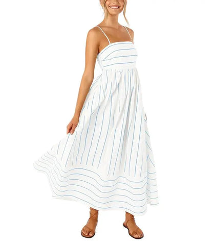 Maxiklänning med smock och ränder för damer