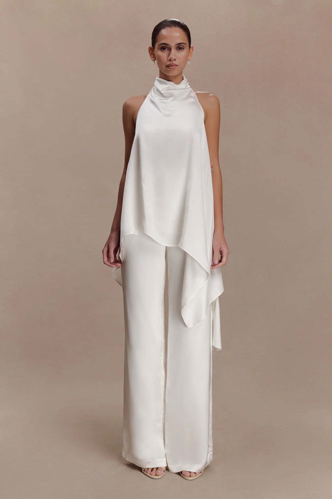 Asymmetrical Satin Halter Top