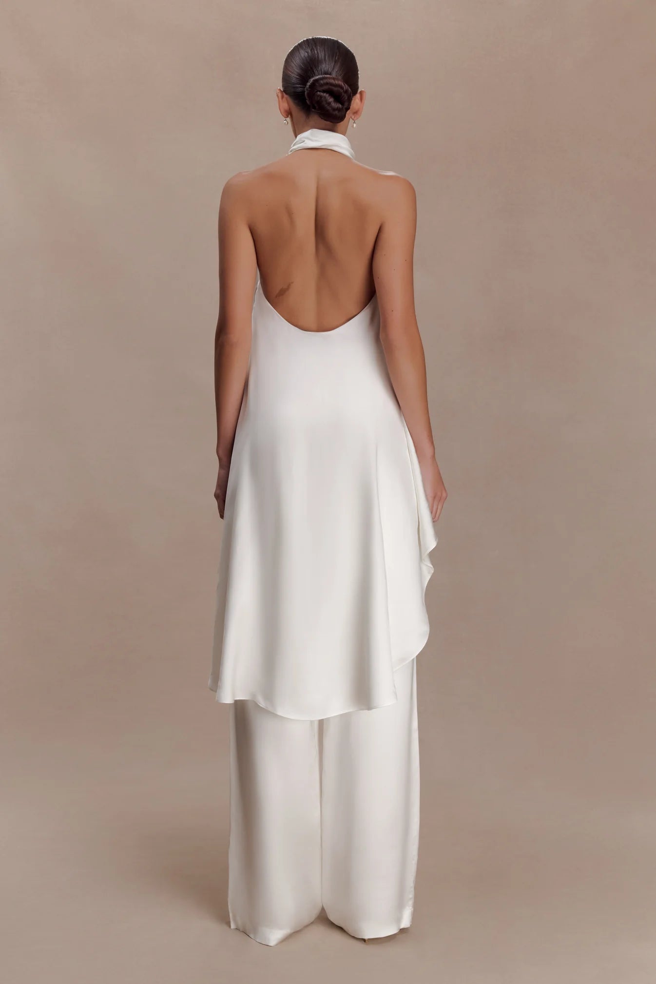 Asymmetrical Satin Halter Top