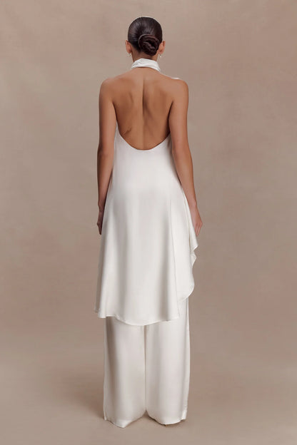 Asymmetrical Satin Halter Top