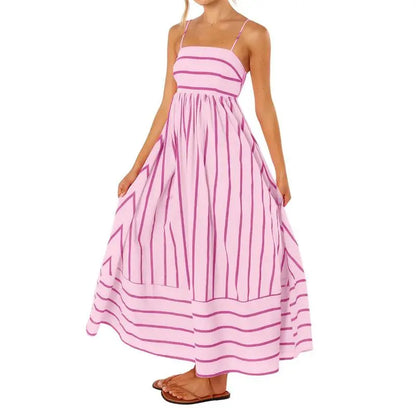 Maxiklänning med smock och ränder för damer