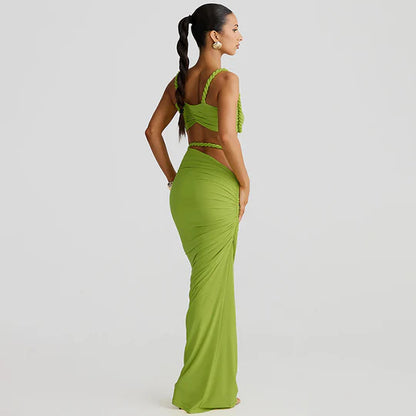 Tvådelat set för damer med tvinnade remmar