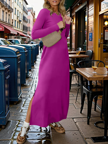 Löst sittande, slitsad maxiklänning för kvinnor