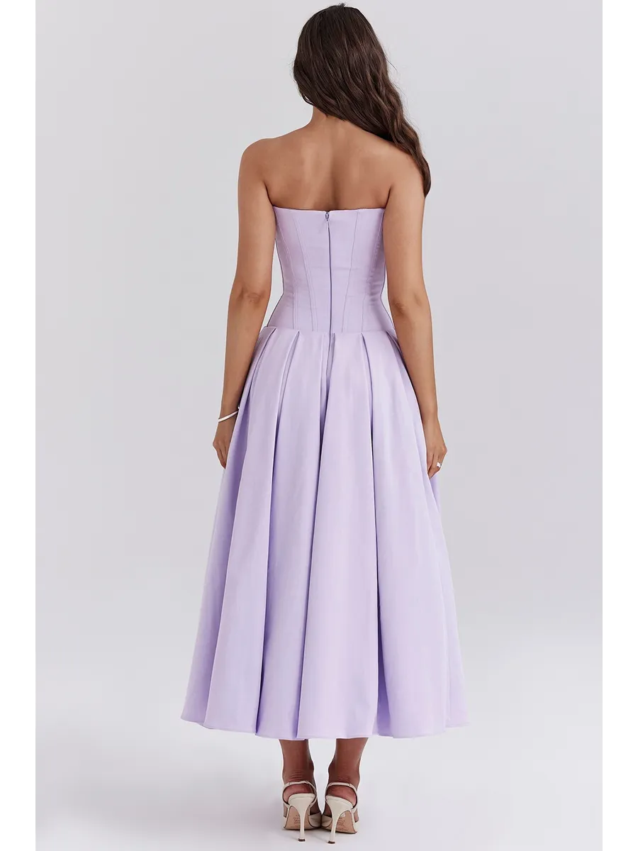 Robe mi-longue sans bretelles pour le printemps et l'été