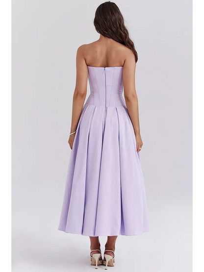 Robe mi-longue sans bretelles pour le printemps et l'été