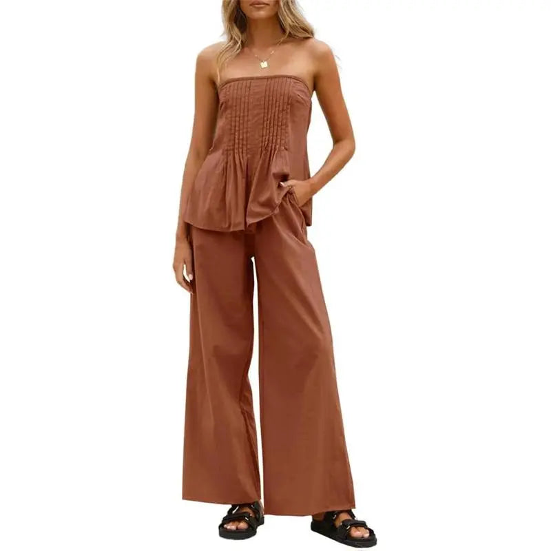 Ensemble pantalon tube sans bretelles Tankaneo pour l'été