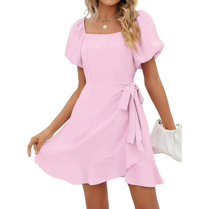 Sommerkleid mit Puffärmeln und Bindegürtel