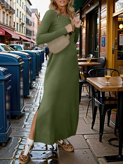 Löst sittande, slitsad maxiklänning för kvinnor