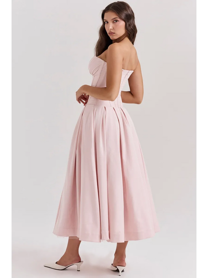 Robe mi-longue sans bretelles pour le printemps et l'été