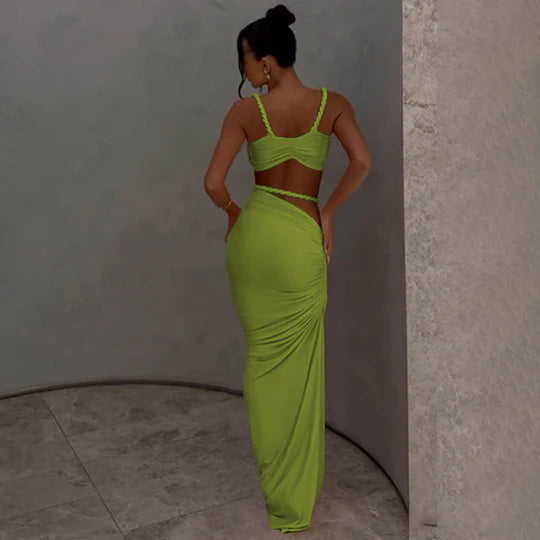 Tvådelat set för damer med tvinnade remmar