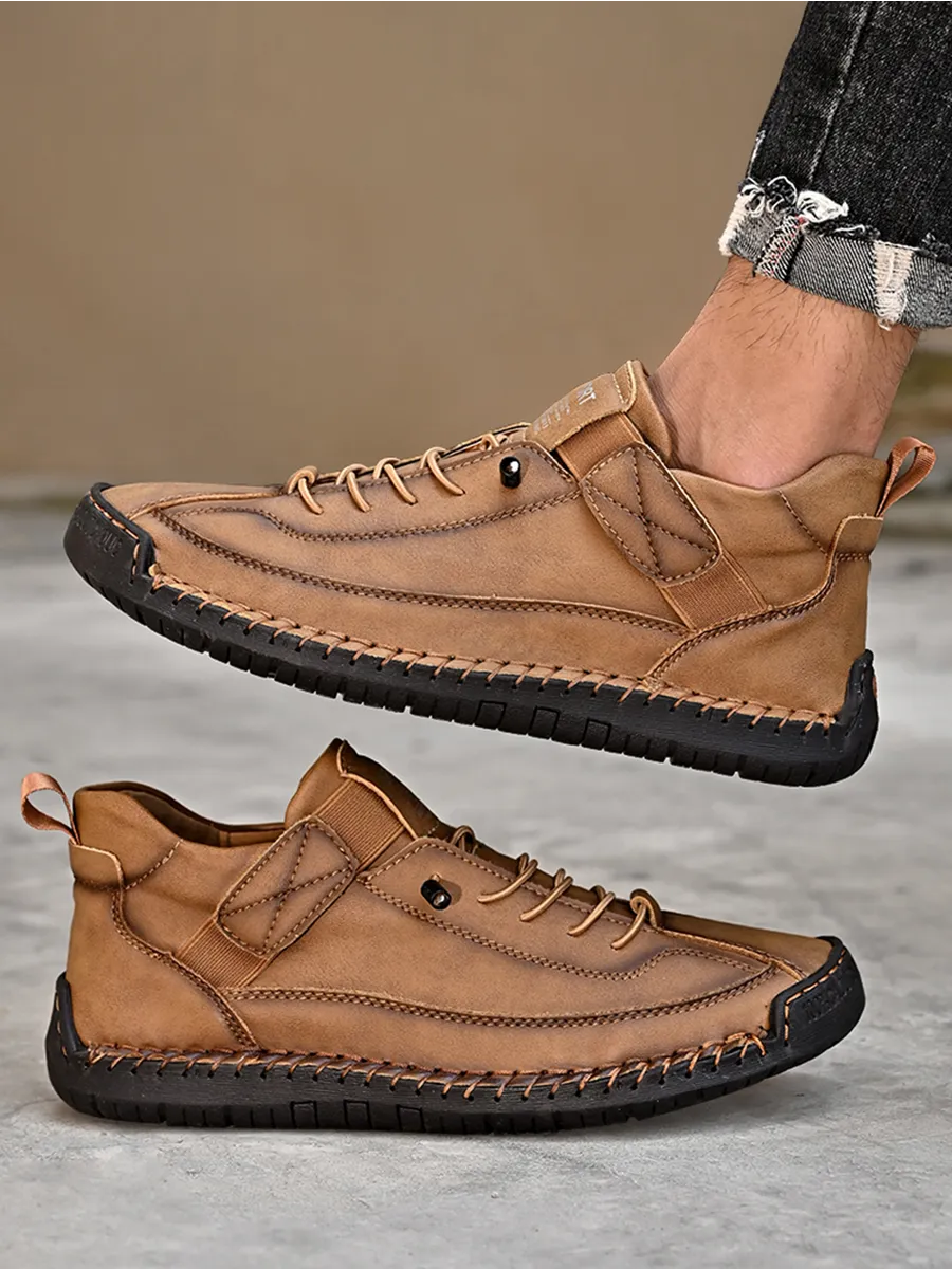 Bottes décontractées à lacets en cuir pour homme