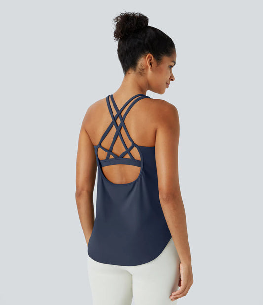 UltraSculpt U Neck Curved Hem Running Tank Top
