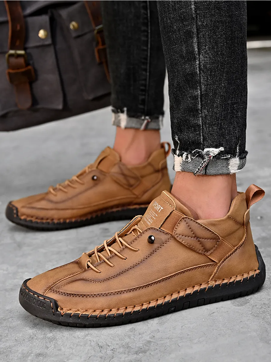 Bottes décontractées à lacets en cuir pour homme