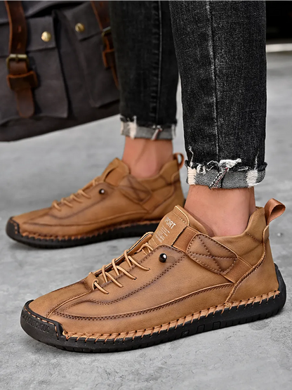 Bottes décontractées à lacets en cuir pour homme