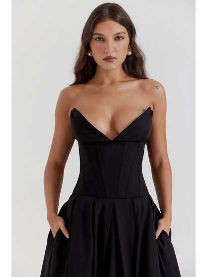 Robe mi-longue sans bretelles pour le printemps et l'été