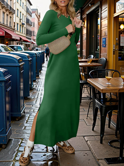 Löst sittande, slitsad maxiklänning för kvinnor