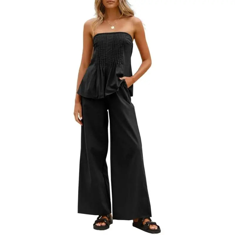 Ensemble pantalon tube sans bretelles Tankaneo pour l'été