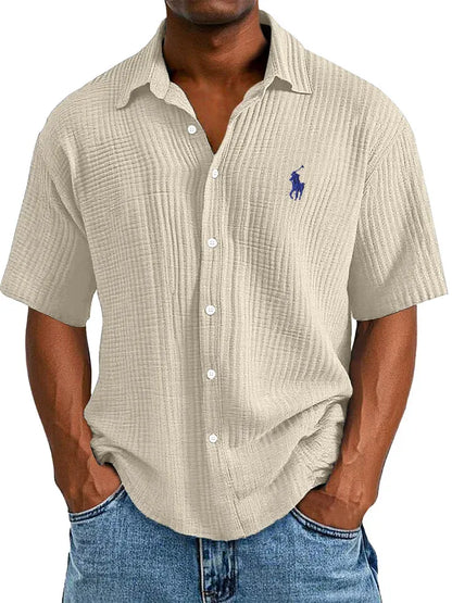 Men's Loose Fit Textured Short-Sleeve
