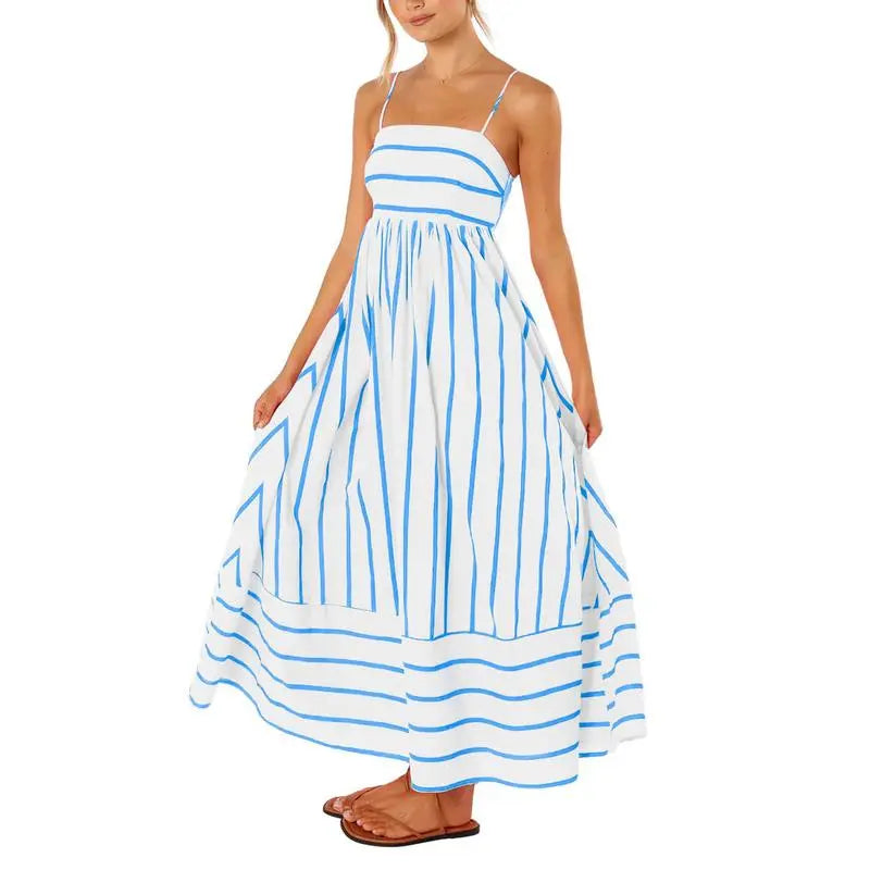 Maxiklänning med smock och ränder för damer