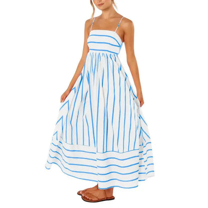 Maxiklänning med smock och ränder för damer