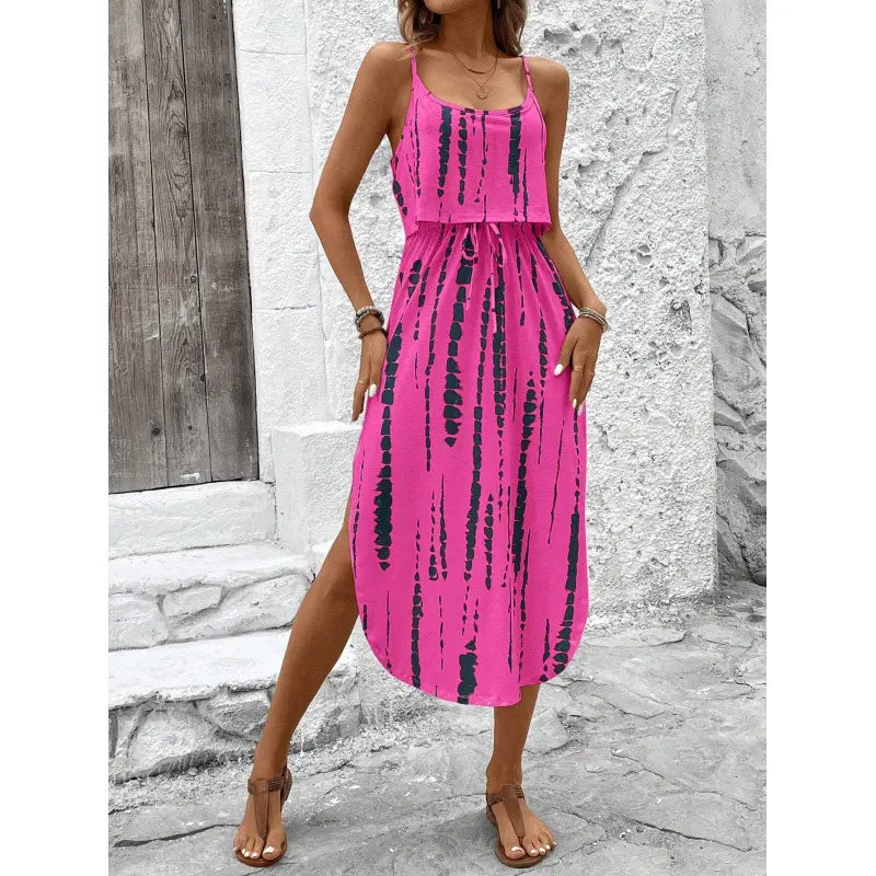 Sommerkleid für Damen mit Spaghettiträgern im Tie-Dye-Look