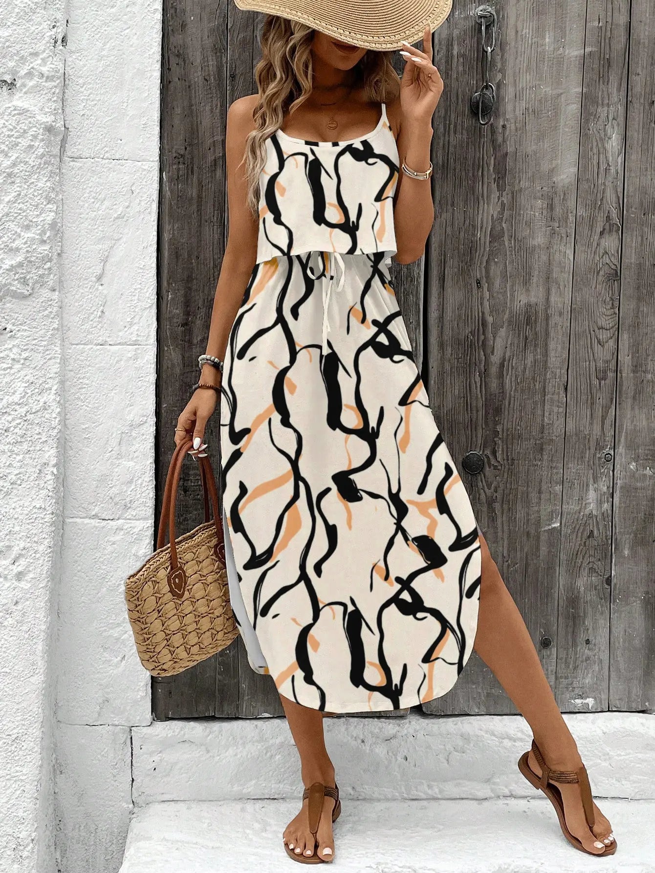 Sommerkleid für Damen mit Spaghettiträgern im Tie-Dye-Look