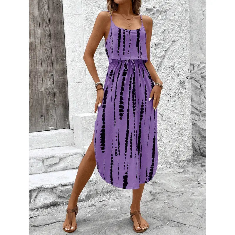 Sommerkleid für Damen mit Spaghettiträgern im Tie-Dye-Look