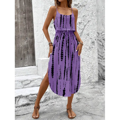 Sommerkleid für Damen mit Spaghettiträgern im Tie-Dye-Look