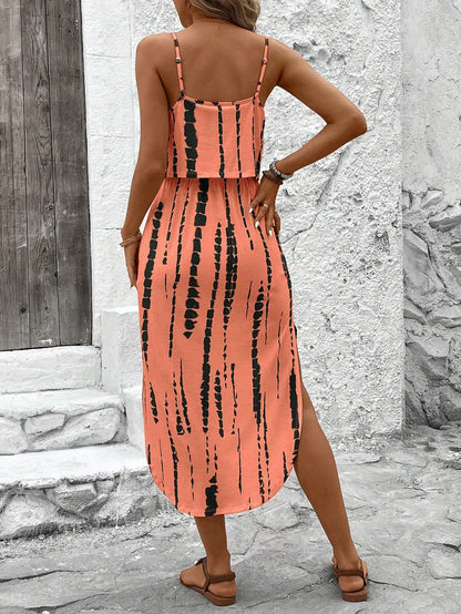 Sommerkleid für Damen mit Spaghettiträgern im Tie-Dye-Look