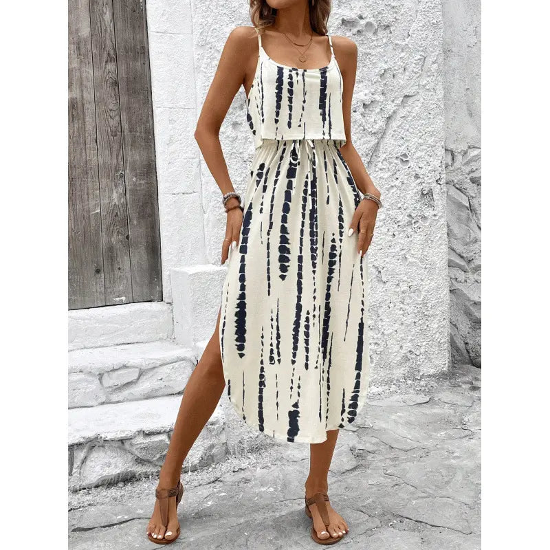 Sommerkleid für Damen mit Spaghettiträgern im Tie-Dye-Look