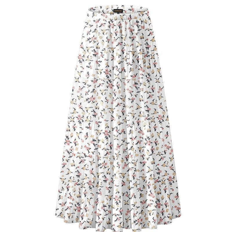 Chiffon High Waist Pleated Maxi Skirt