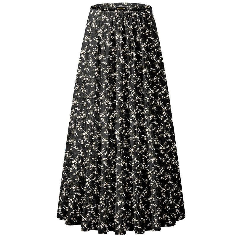 Chiffon High Waist Pleated Maxi Skirt