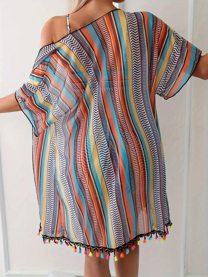 3-delat randigt bikiniset för damer