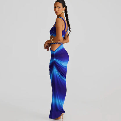 Tvådelat set för damer med tvinnade remmar