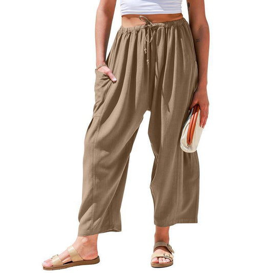 Women's Linen Blend Wide Leg Pants